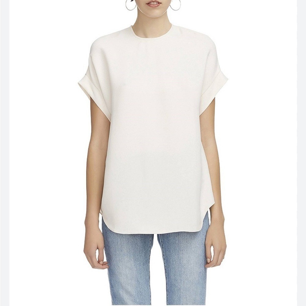 Camilla and Marc White Cream Short‎ Sleeve crew Neck Shirt Size Work Basic Sue 4